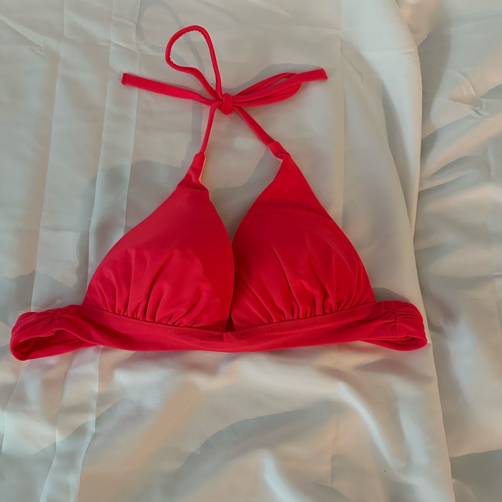 Victoria Secret Bright Coral Tie Halter Bikini top